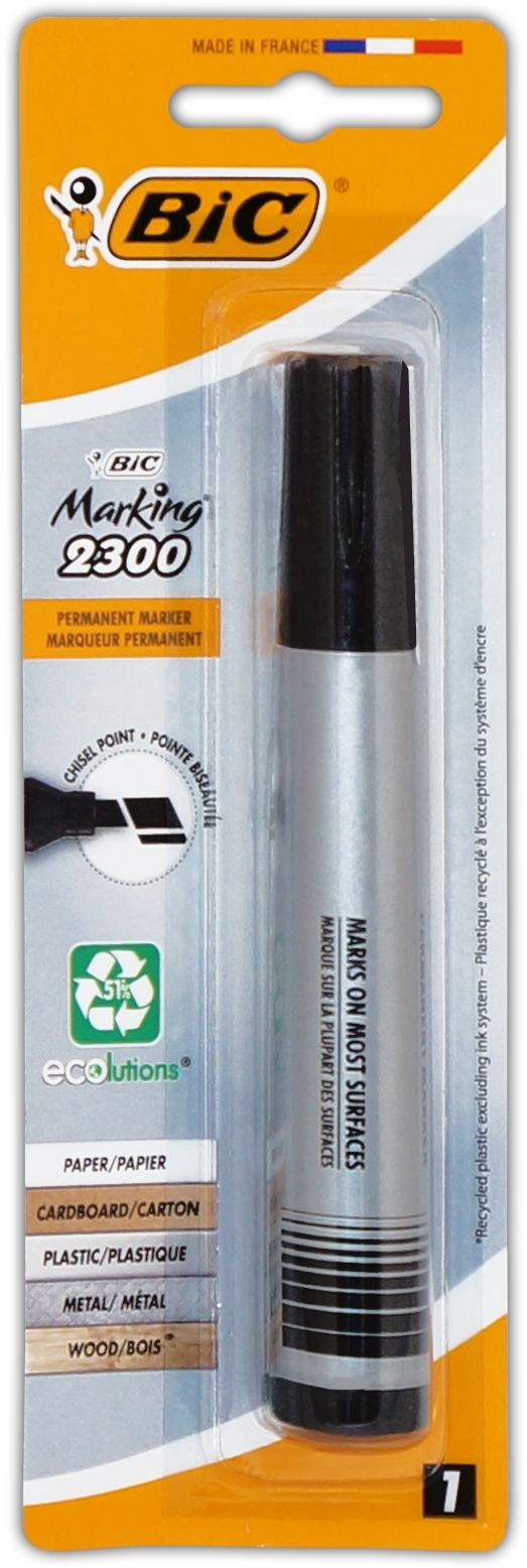 PERMANENT MARKER,Black Chisel Tip,I/cd 2300 (Bic) [Splittable]