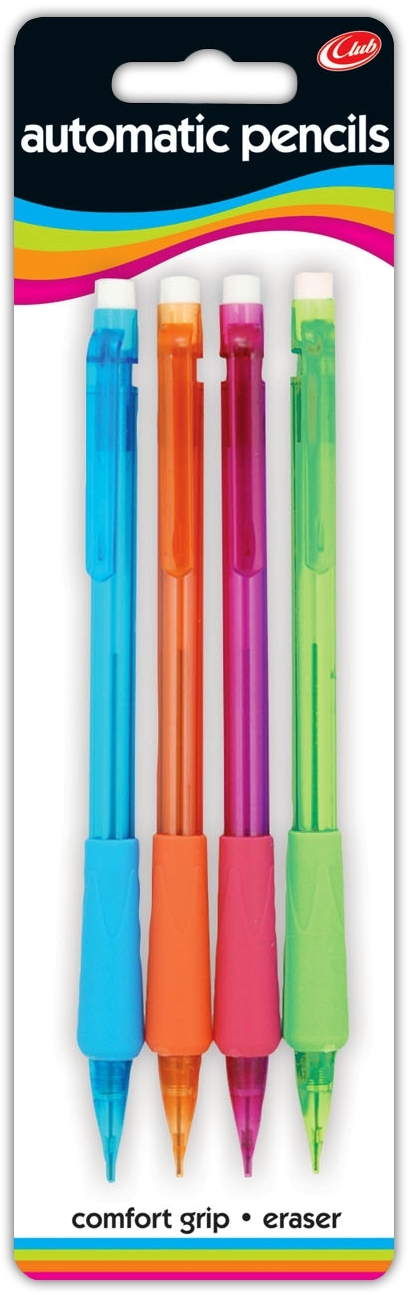 PENCIL,Automatic Rubber Tipped 4`s I/cd CB375 [Splittable]