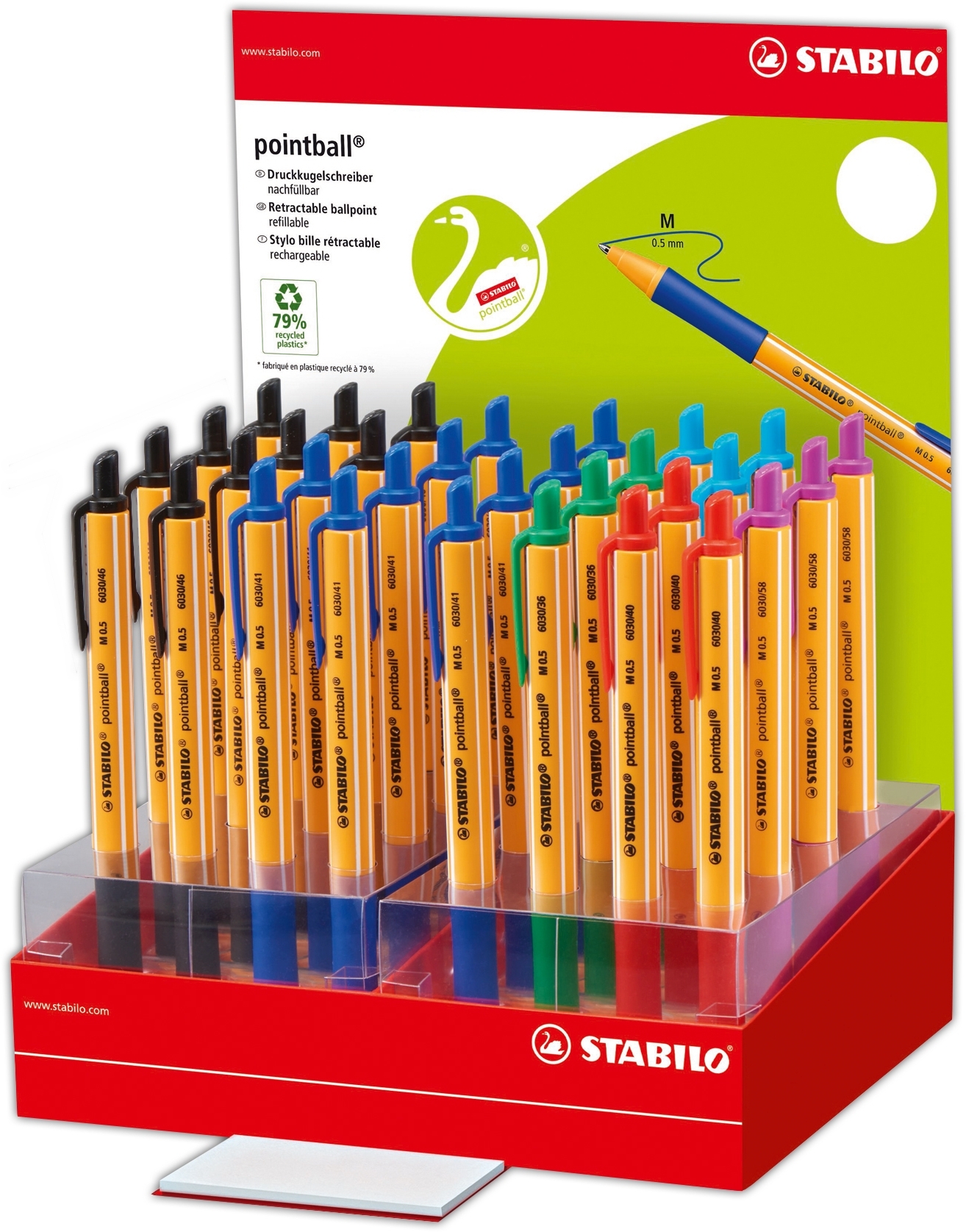 BALL PEN,Pointball 6 Asst.CDU (Stabilo) [Packs Only]