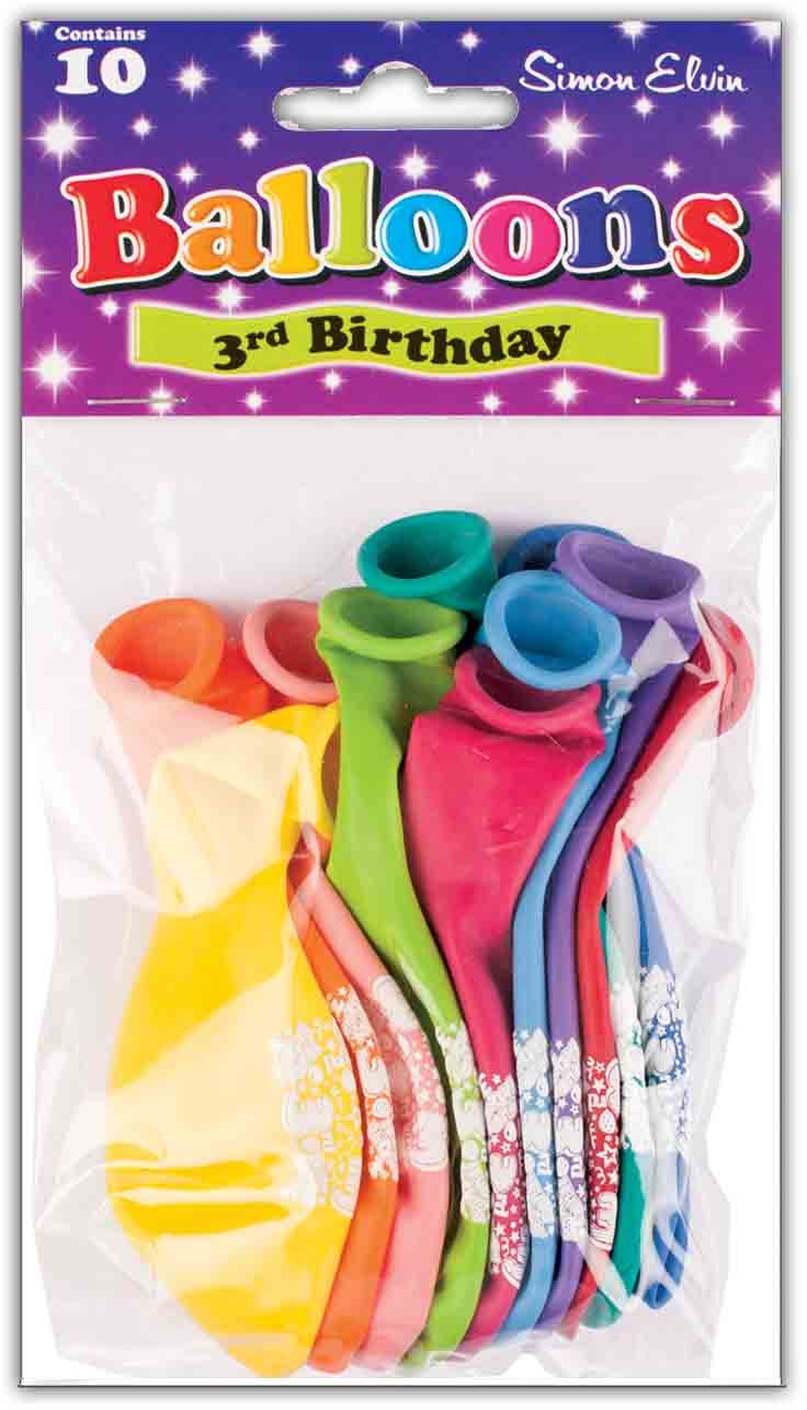 BALLOONS, 3 Today, 10`s [Packs Only]