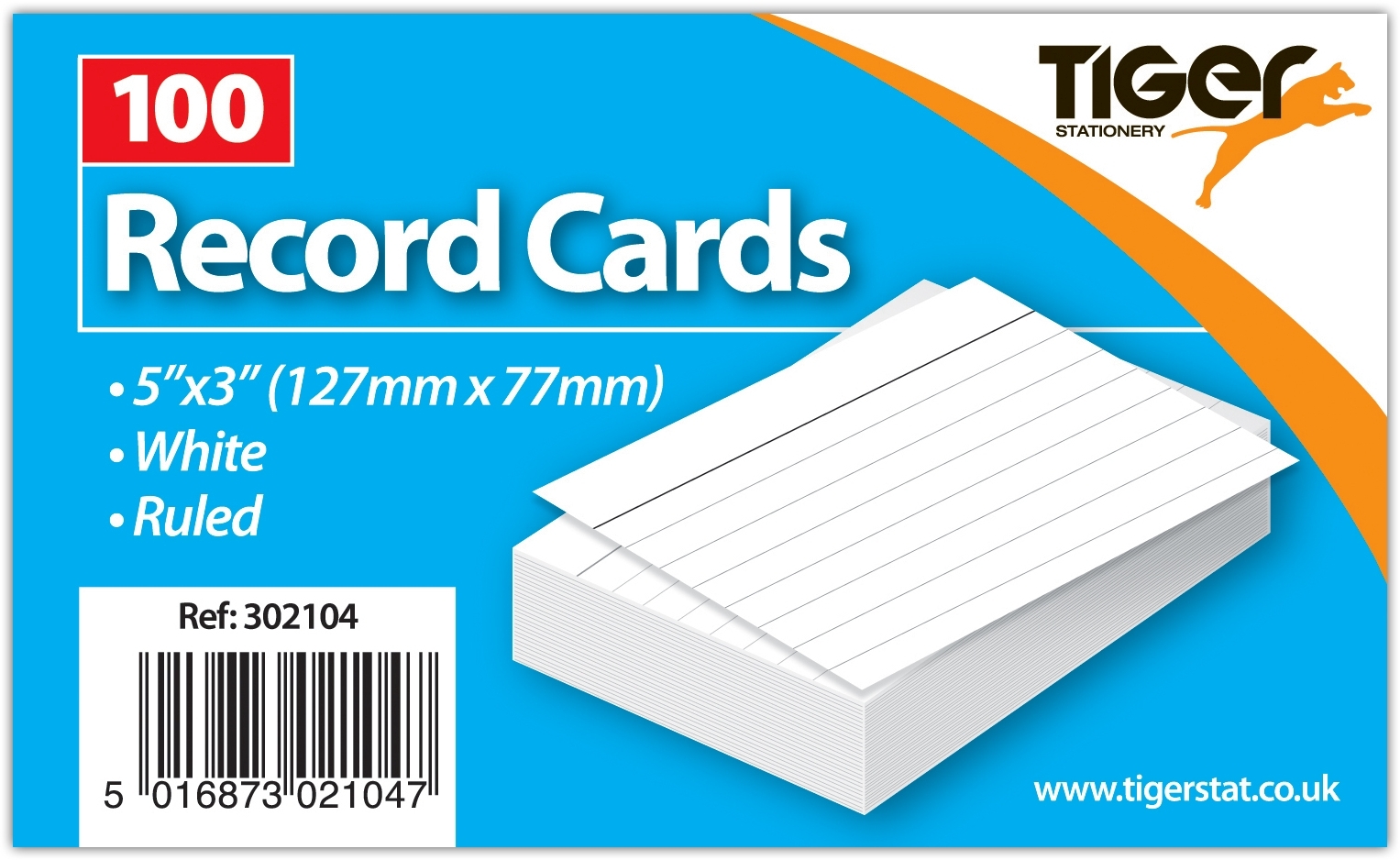 RECORD CARDS,Ruled White 5x3in (127 x 77mm) 100`s [Splittable]