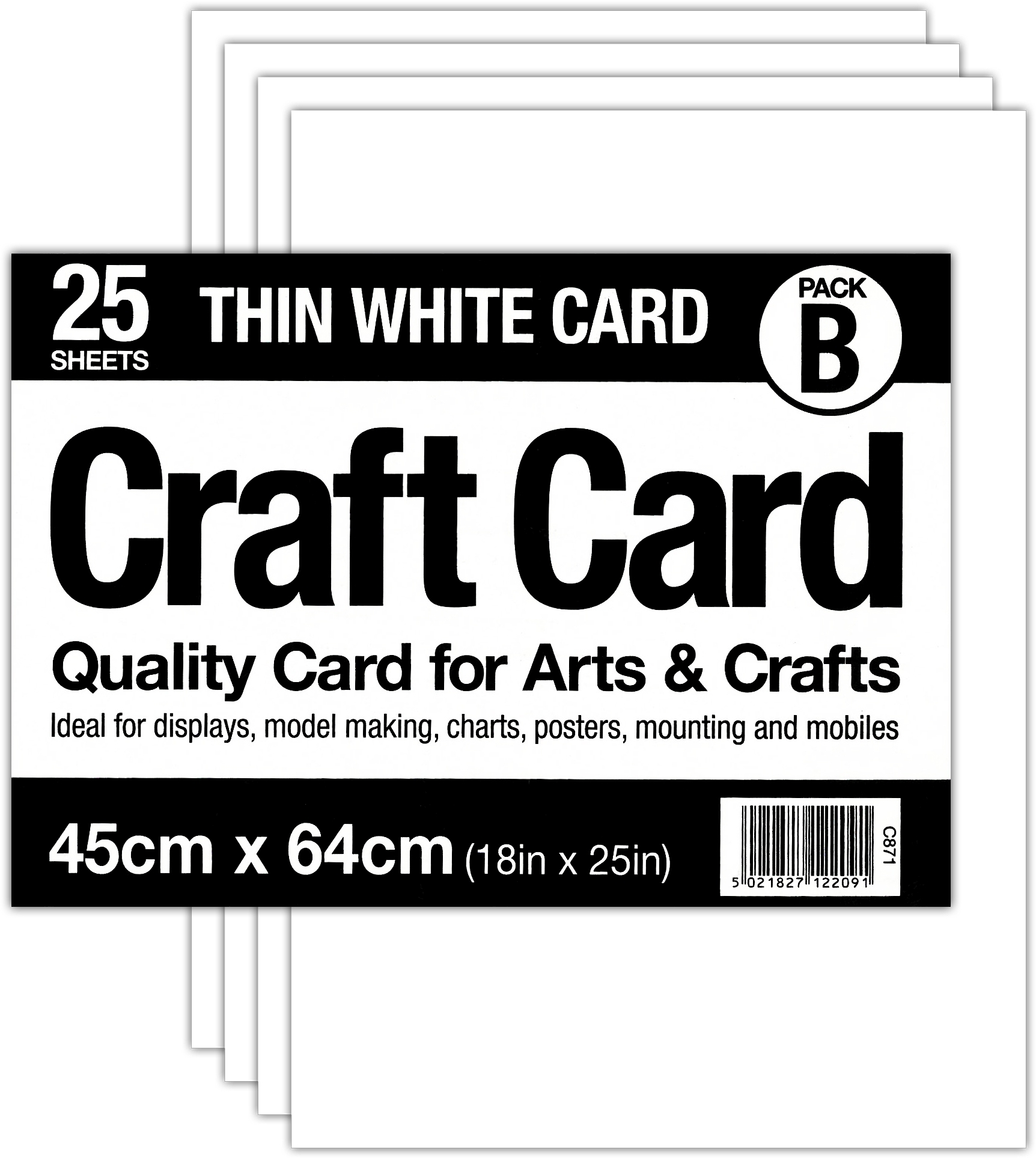 CARD,Craft Thin White 45x64cm 220gsm [Packs Only]
