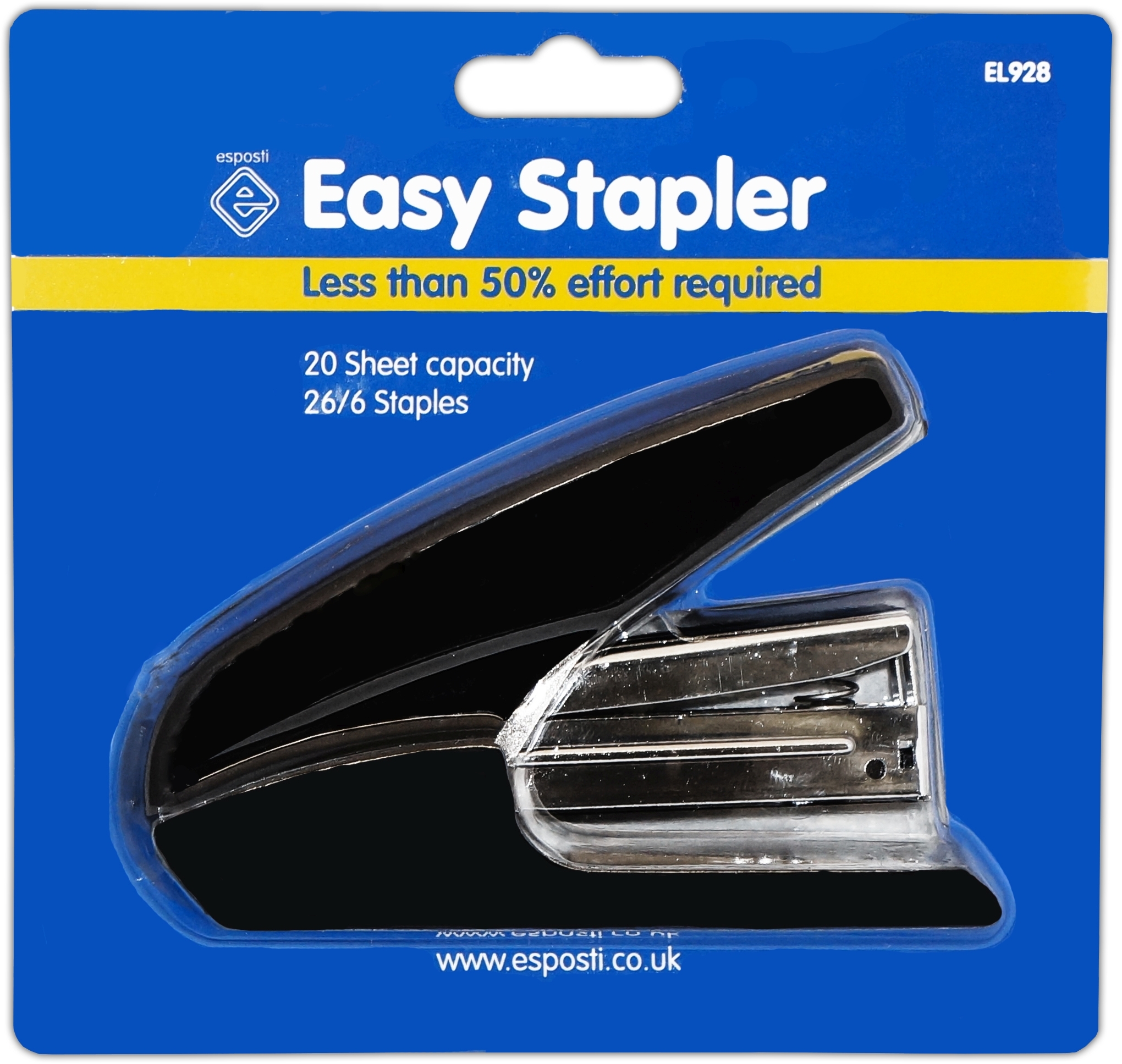 STAPLER,26/6 Easy inc.Staples 20 sheets capacity H/pk [Splittable]