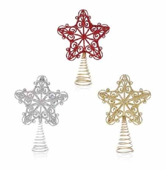 TREE TOPPER,Glitter Star 3 Colours I/cd [Packs Only]