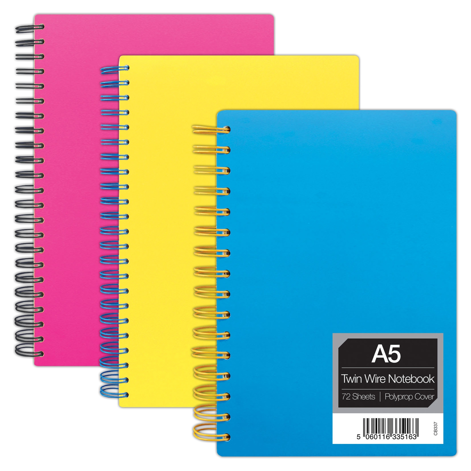 NOTEBOOK,Neon Plastic A5 Twin Wire, 72lv CB337 [Packs Only]