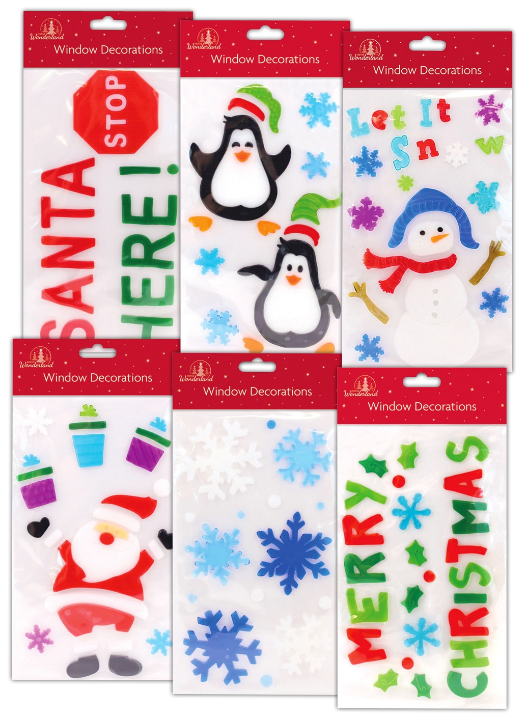 WINDOW STICKERS,Xmas Gel 4 Assorted Small H/pk [Splittable]