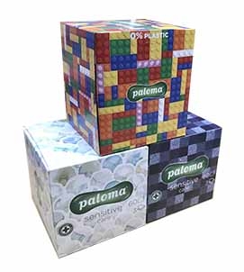 TISSUES,Sensitive Care,3 Ply Cube Box 60`s Asst Des.Paloma [Splittable]