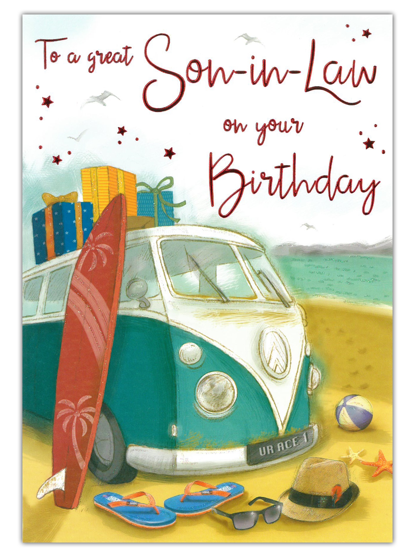 BIRTHDAY CARDS,Son in Law 6`s Van & Surf Board (Was 1.89)