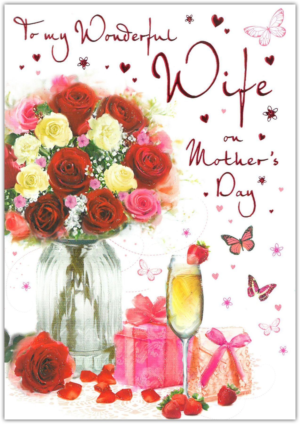 MOTHER`S DAY CARDS,Wife 6`s Floral & Fizz