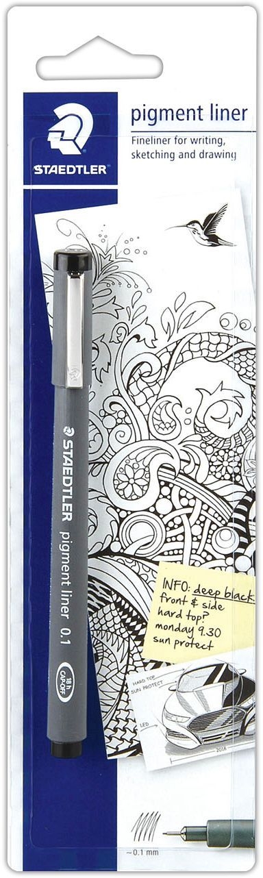 PIGMENT LINER PEN Staedtler Blk,0.1mm Write,Sketch, I/cd [Packs Only]