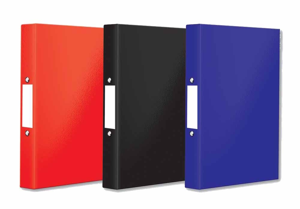 RING BINDER,A4 Paper on Board Gloss Black,Blue & Red Asst. [Splittable]