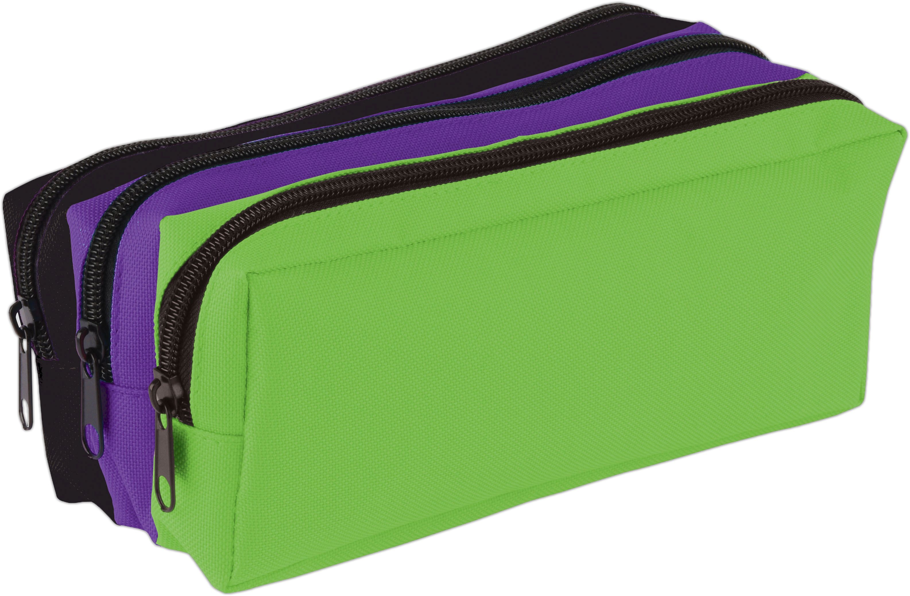 PENCIL CASE,3 Pocket Tri Colour Assorted (Tiger) [Splittable]