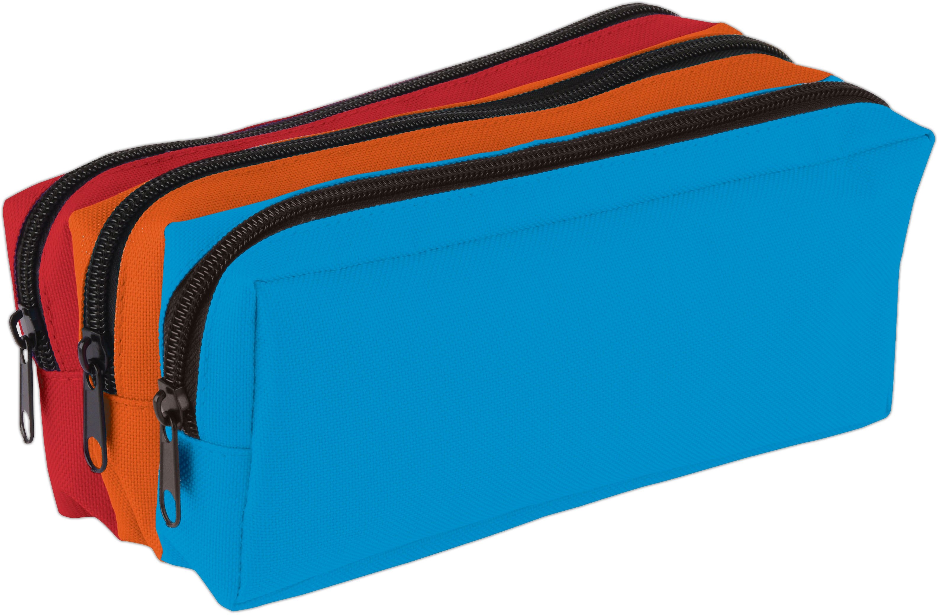 PENCIL CASE,3 Pocket Tri Colour Assorted (Tiger) [Splittable]