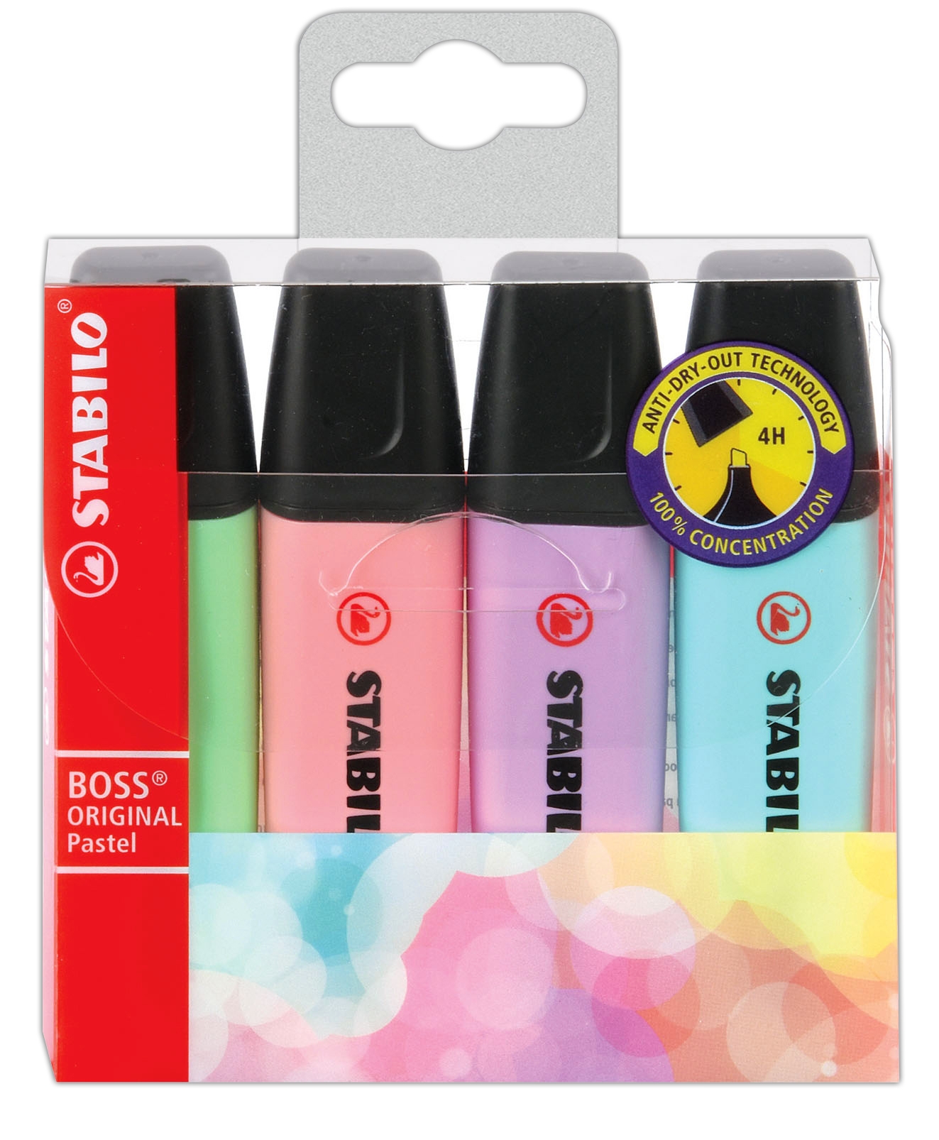 HIGHLIGHTER,Boss Pastel 4`s H/pk (Stabilo) [Splittable]