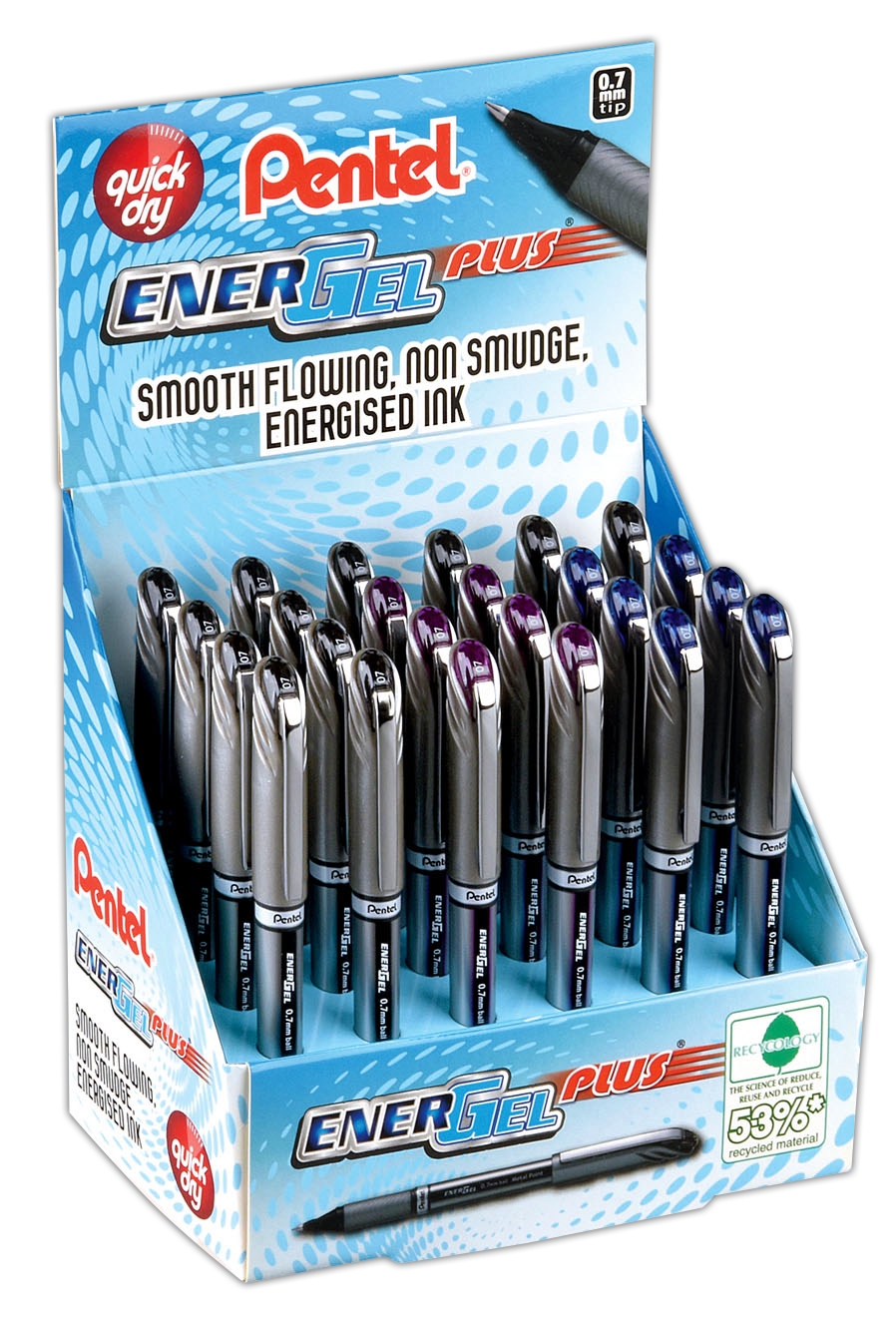 ROLLERBALL PEN,Energel Plus Blue & Black CDU (Pentel) [Packs Only]