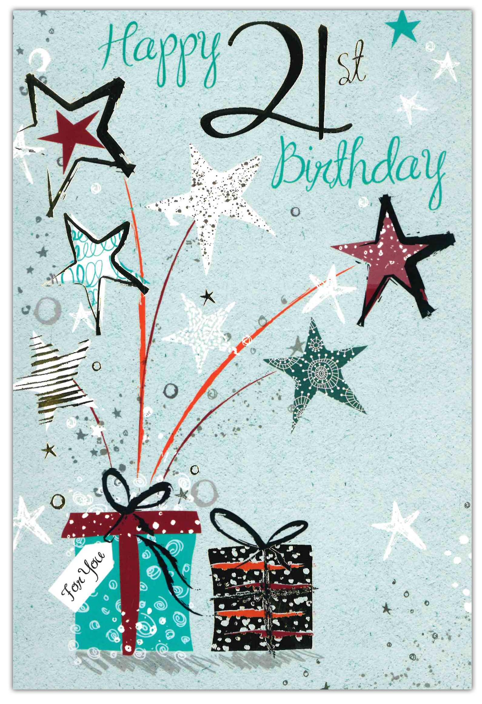 AGE 21 CARDS,Male 6`s Present & Stars