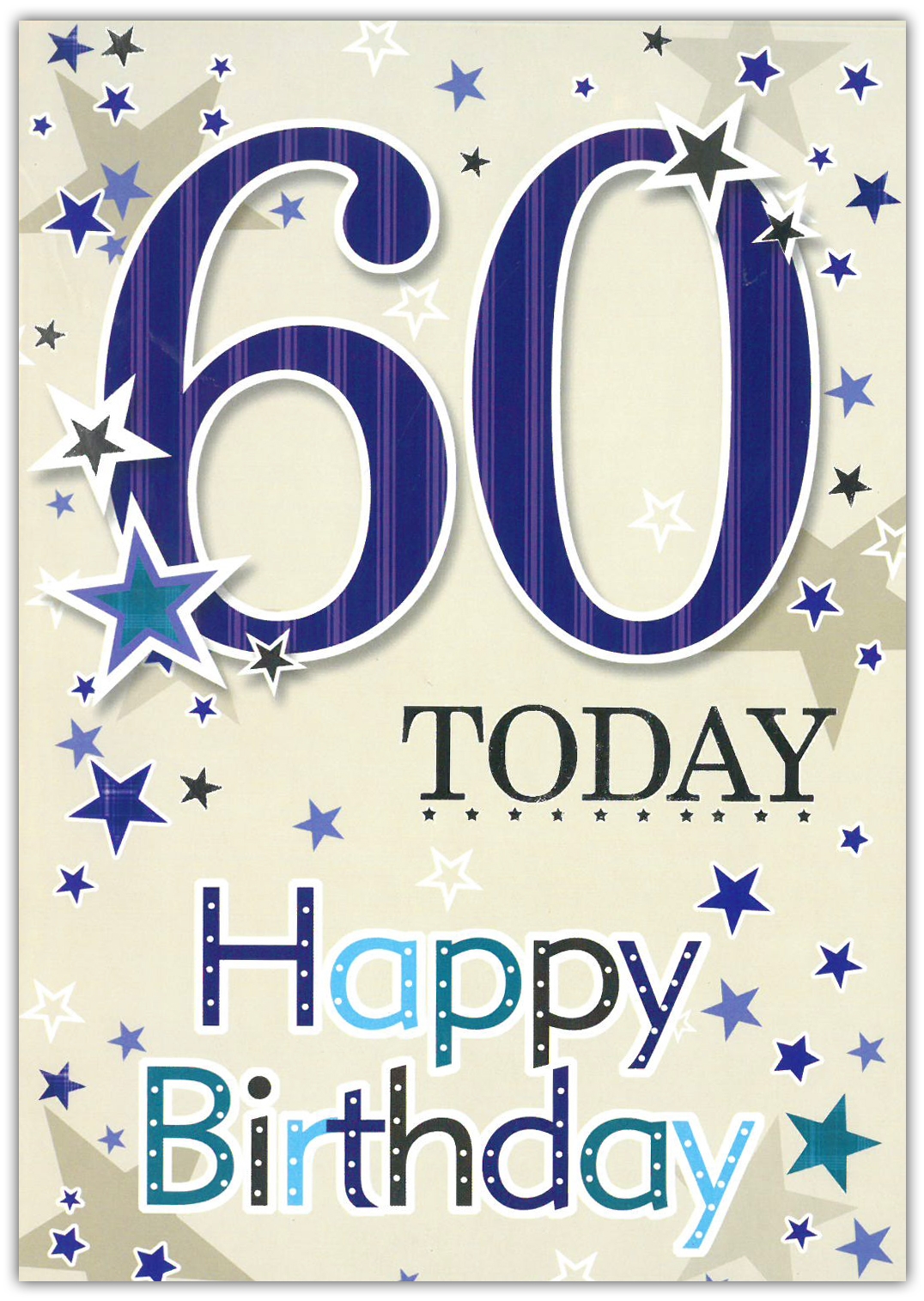 AGE 60 CARDS,Male 6`s Text & Stars