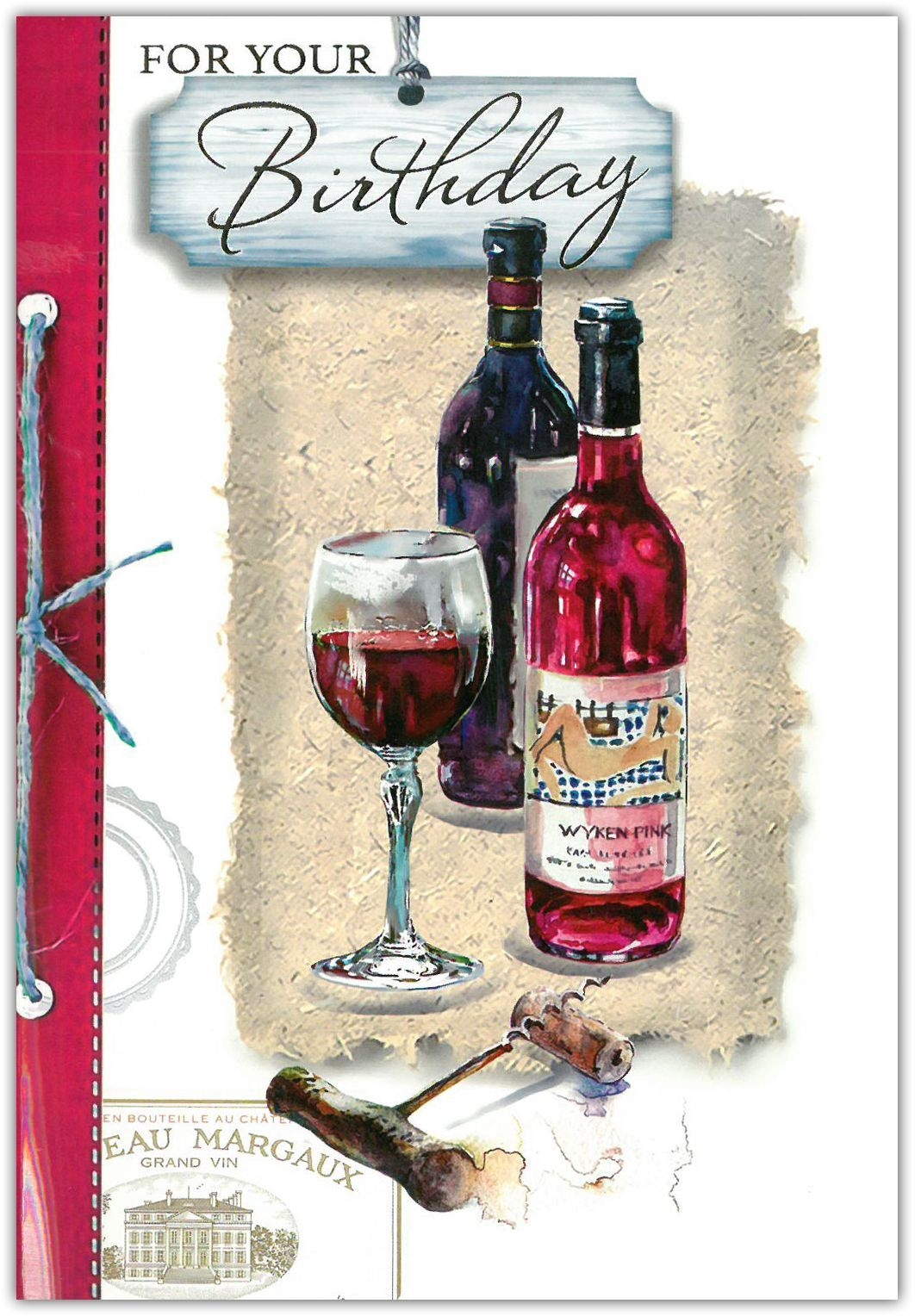 BIRTHDAY CARDS,6`s Wine Bottle & Glasses