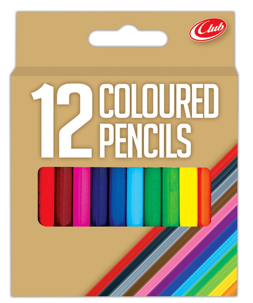 PENCIL,Coloured 12 x Half Length, Bxd Club H/pk CB510 [Packs Only]