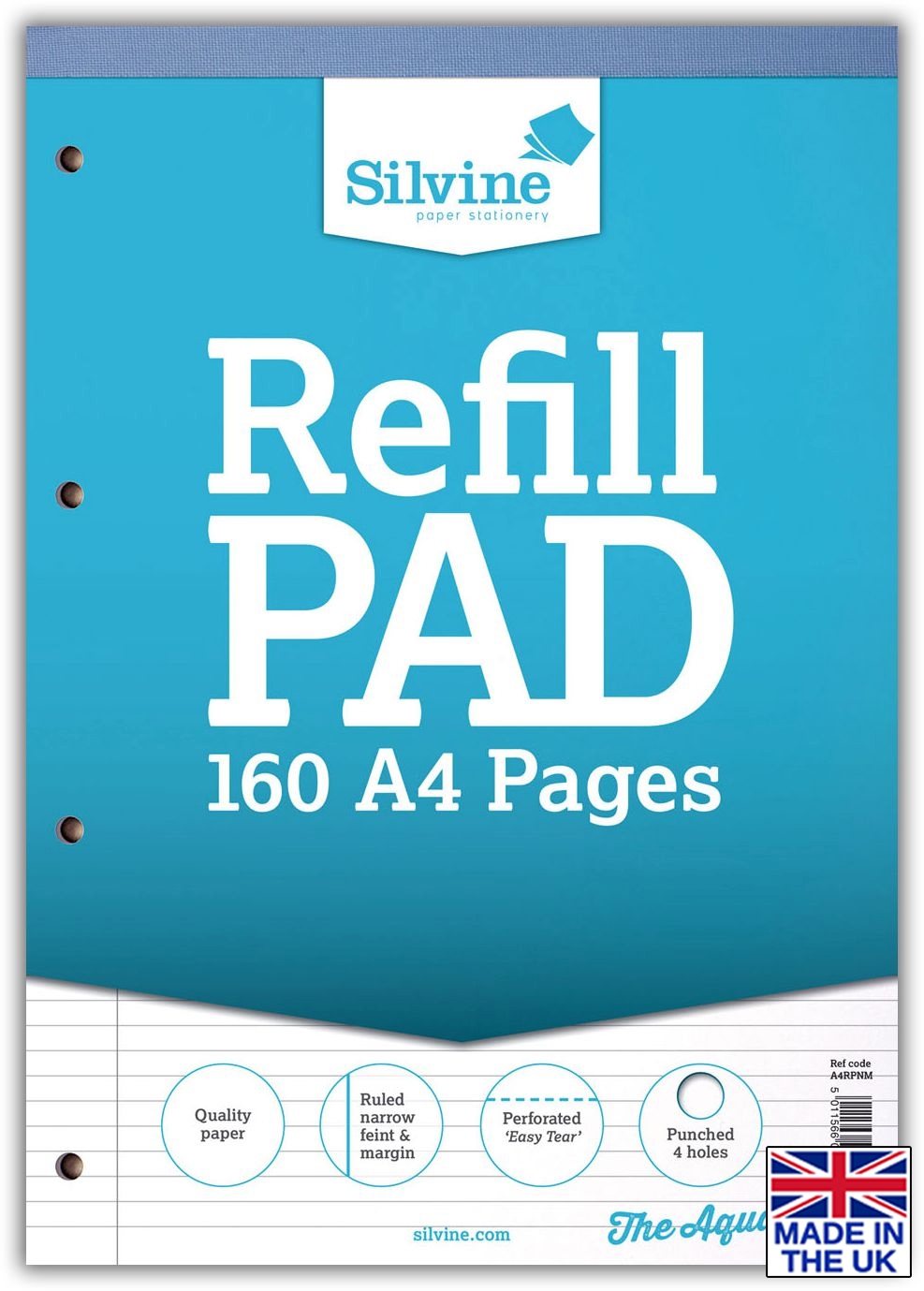 REFILL PAD,A4 N.Ft.& M Silvine 160 page 80lv [Packs Only]