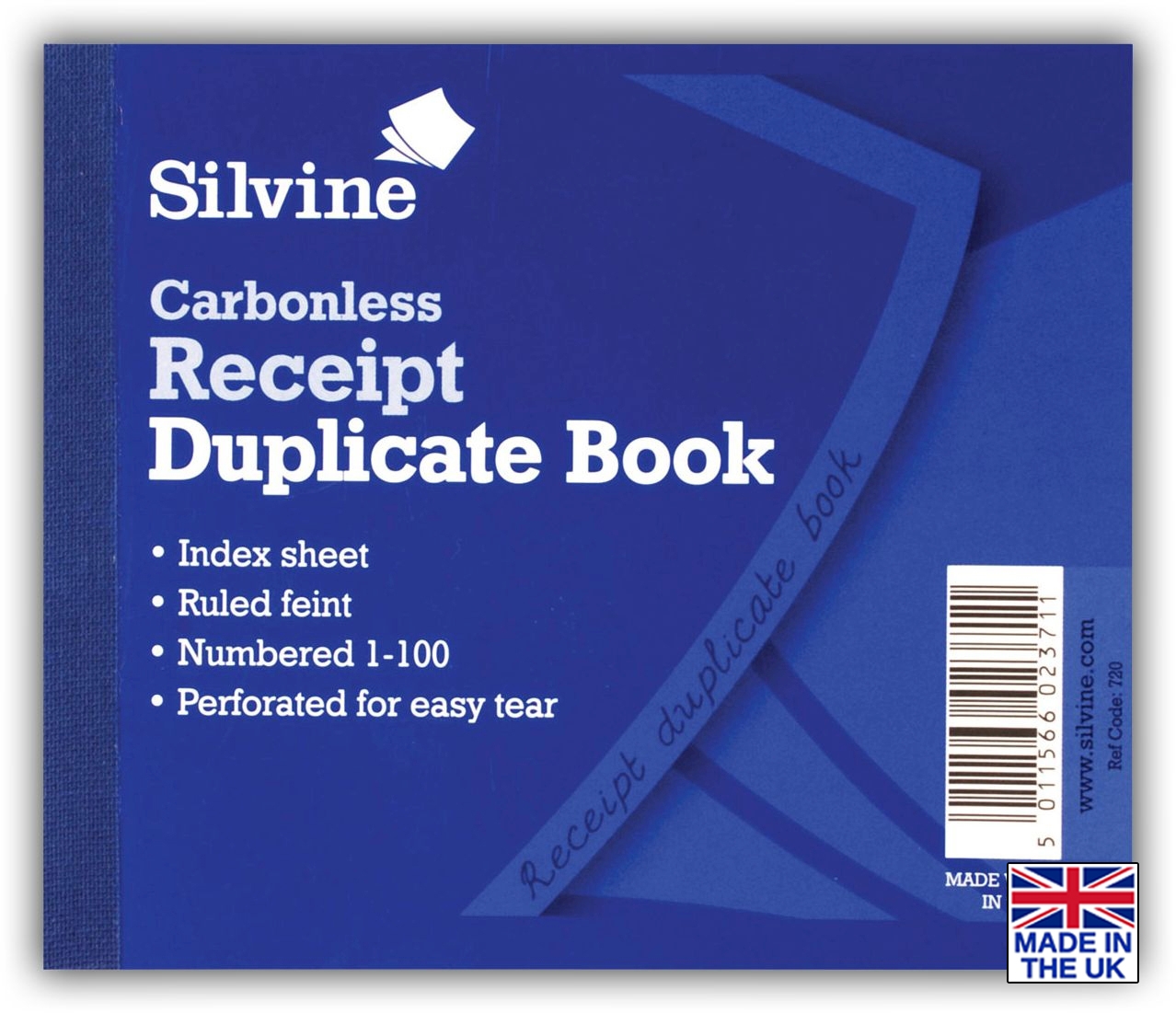 RECEIPT BOOK,Duplicate Carbonless 4x5 100lv (Silvine) [Splittable]