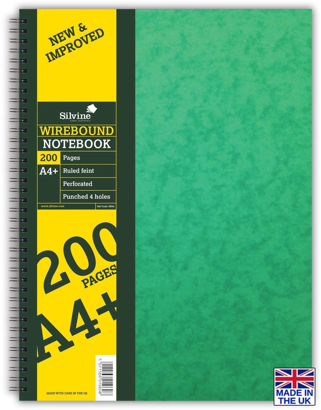 NOTEBOOK,Spiral/Stiff Cover A4 100lv (Silvine) [Packs Only]