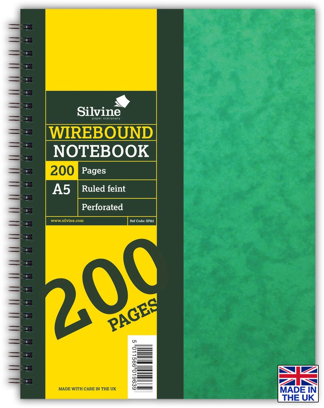 NOTEBOOK,Spiral/Stiff Cover A5 100lv (Silvine) [Packs Only]