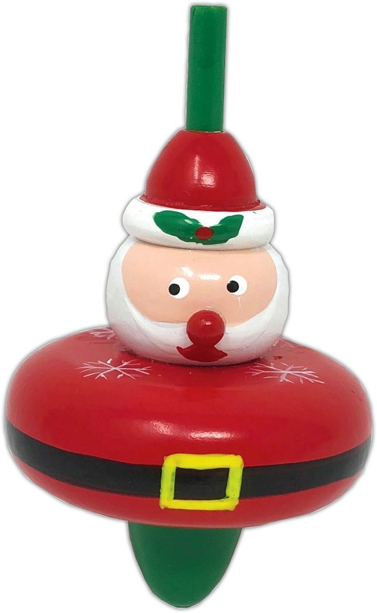 SPINNING TOP, CHRISTMAS, Wooden, 2 Asst. in CDU [Packs Only]