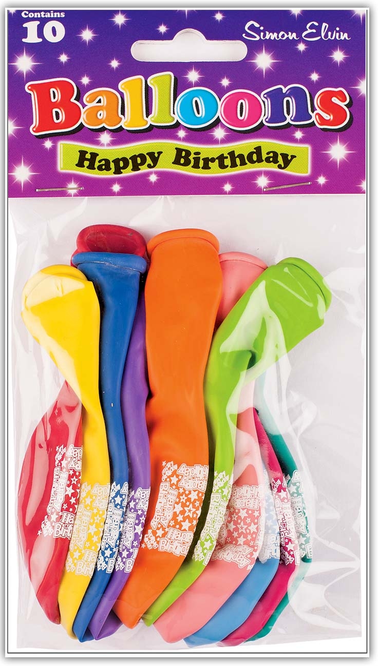 BALLOONS,Happy Birthday 10`s [Packs Only]