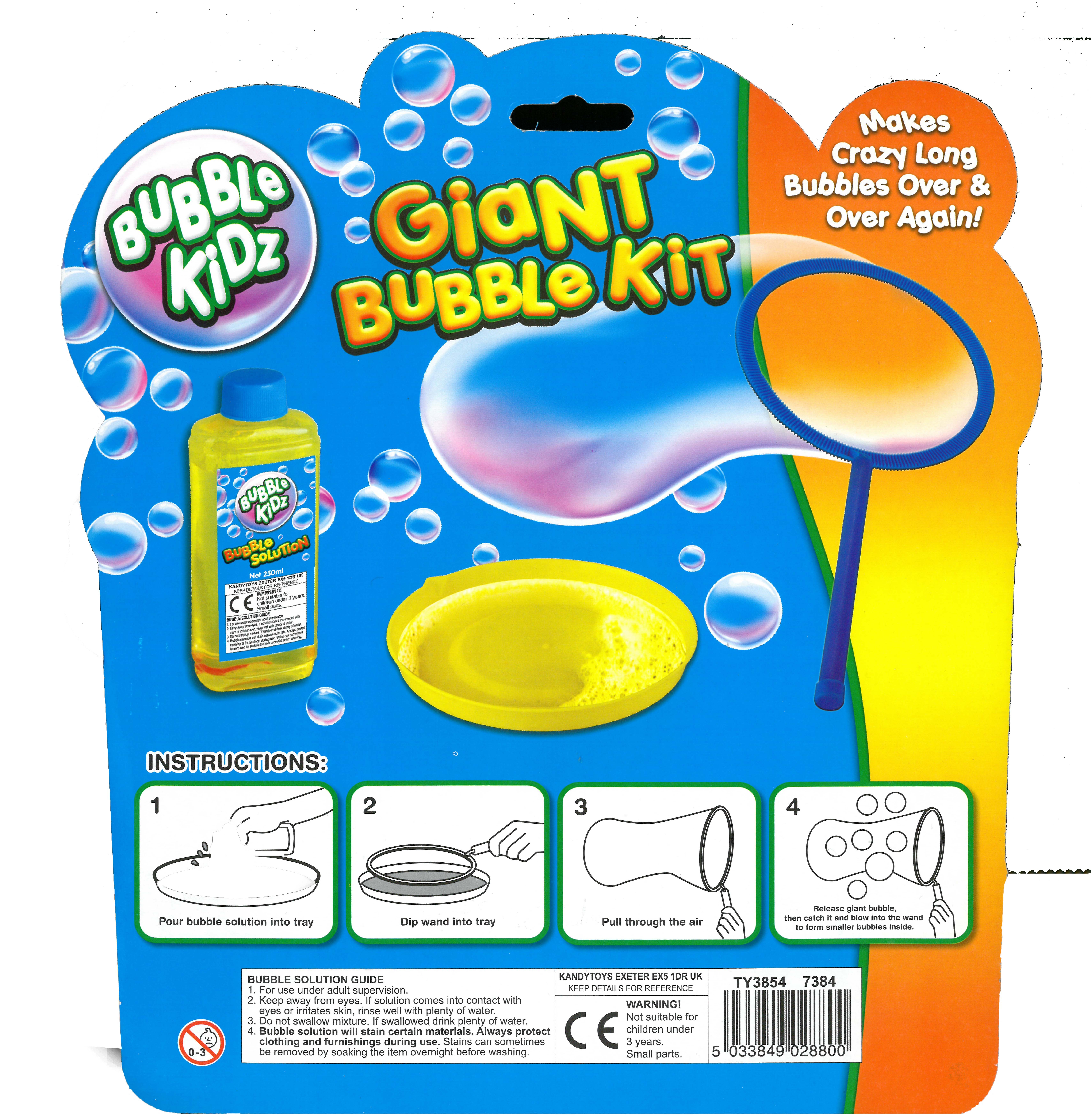 GIANT BUBBLE KIT inc. 18cm Bubble Wand I/cd [Splittable]