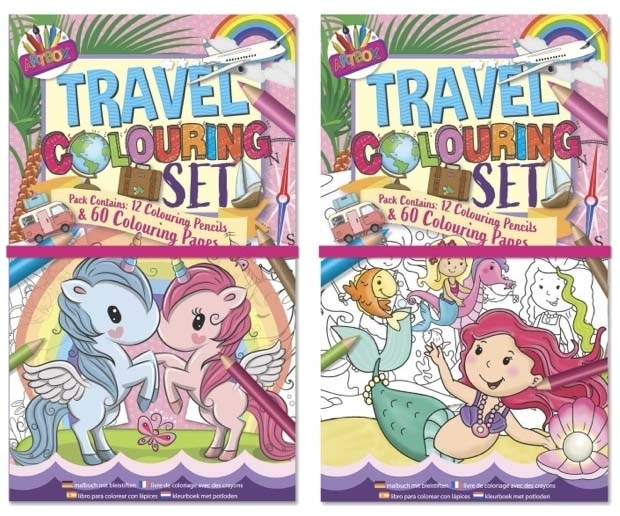 TRAVEL COLOURING SET Unicorns & Mermaids Asst [Splittable]
