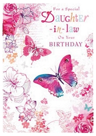 BIRTHDAY CARDS,Daught. in Law 6`s Floral Butterflies