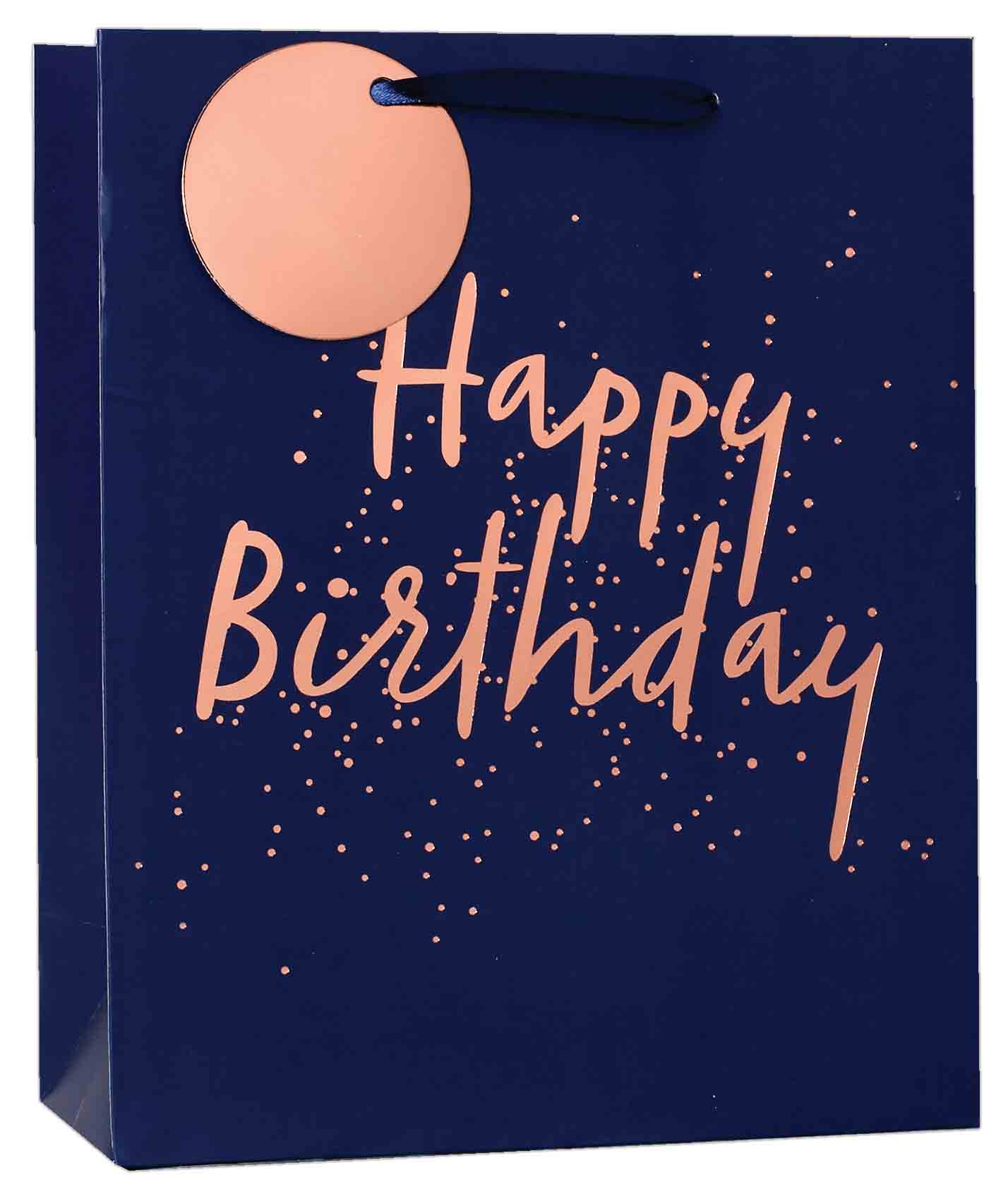 GIFT BAG,Happy Birthday Rose Gold Foil (Large) [Packs Only]