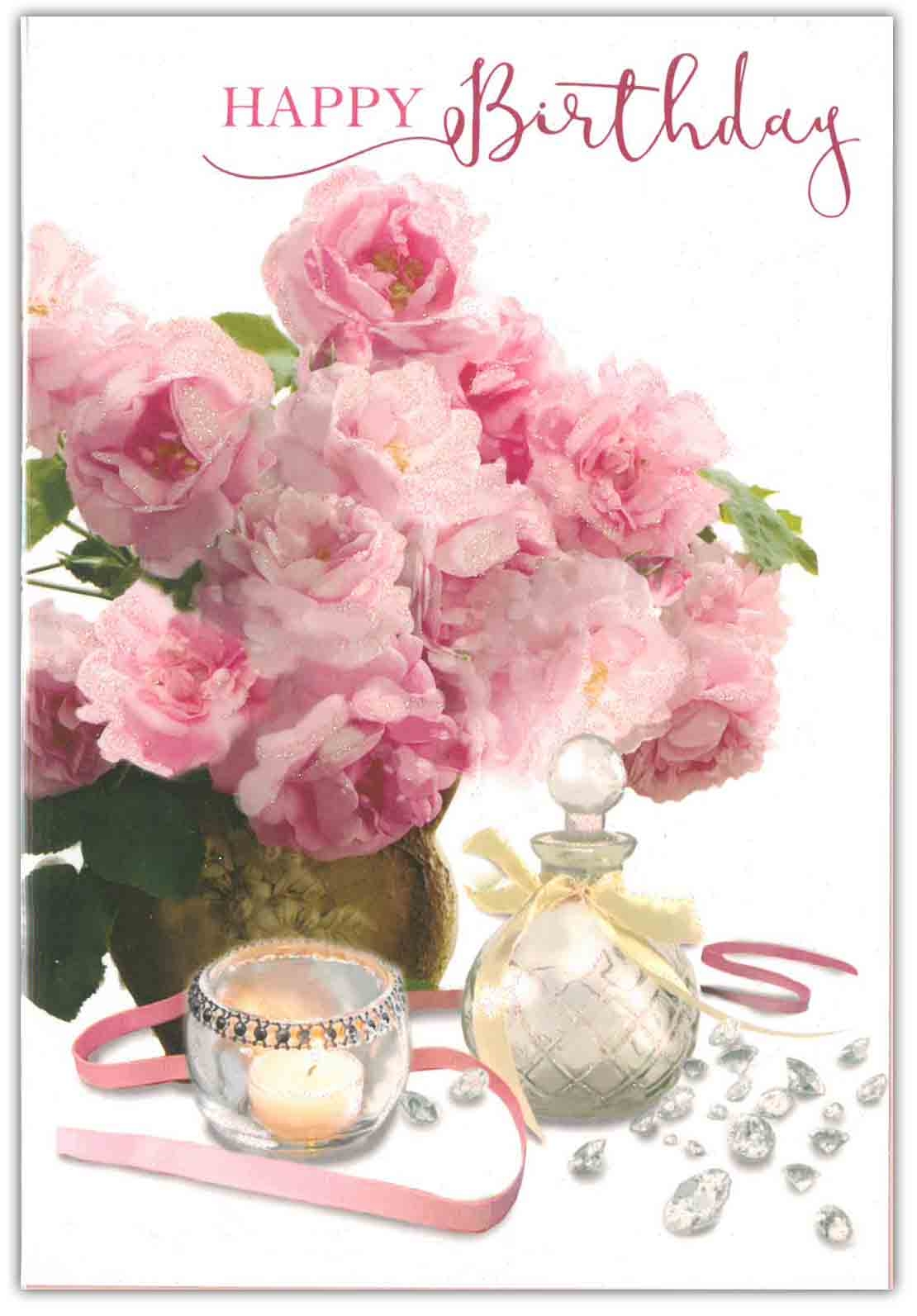 BIRTHDAY CARDS,6`s Pink Floral arrangement.