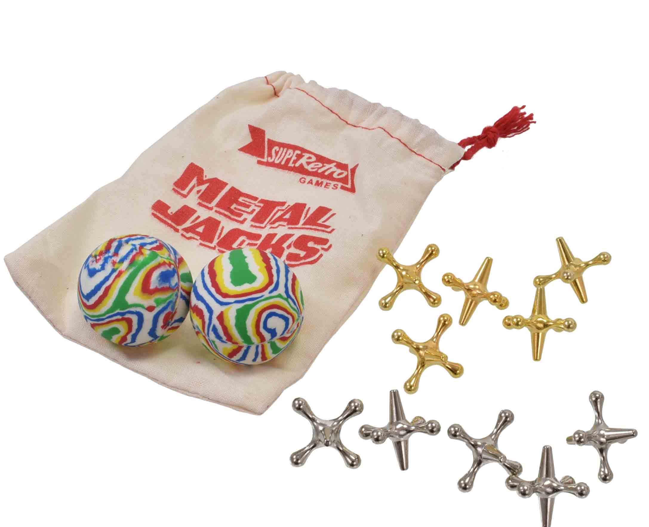 METAL JACKS, SUPERETRO 10 Jacks & 2 Balls, Boxed CDU [Splittable]