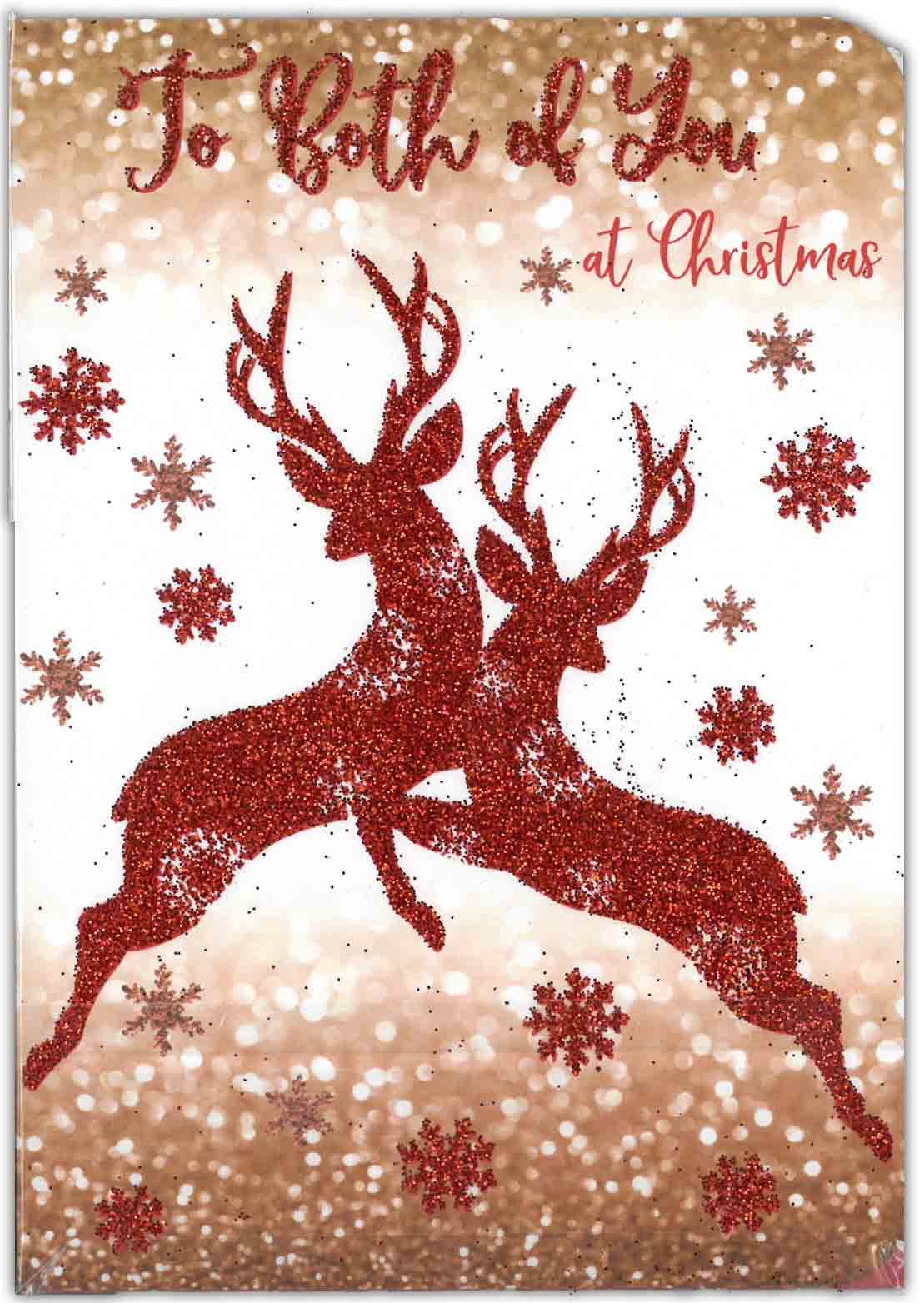XMAS CARDS,To Both Of You 6`s Glitter Stags (Was 1.15)