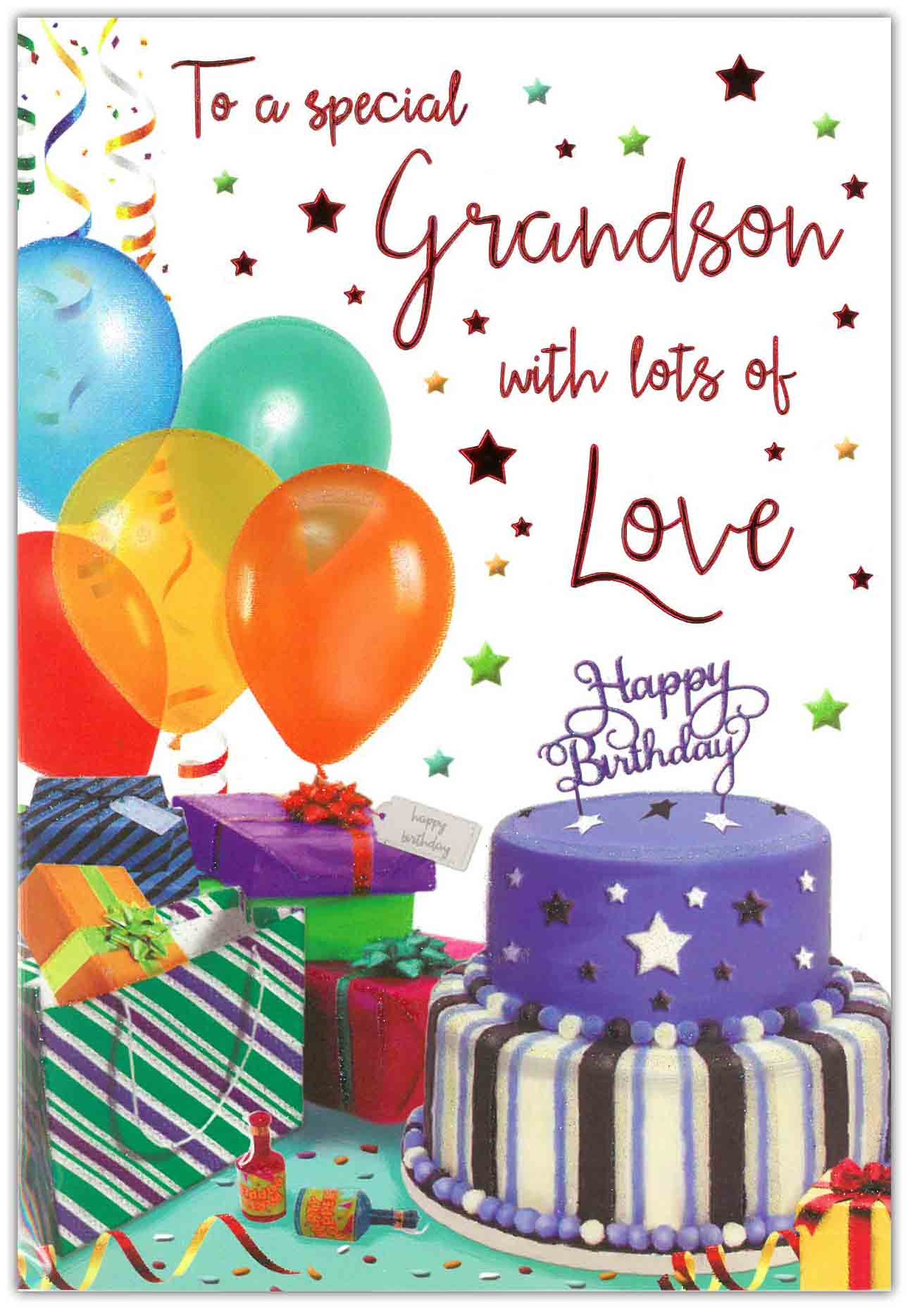 BIRTHDAY CARDS,Grandson 6`s Cake & Presents (Was 1.89)