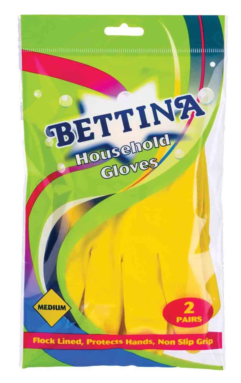 RUBBER GLOVES,Household Medium 2 Pairs H/pk B345 [Splittable]