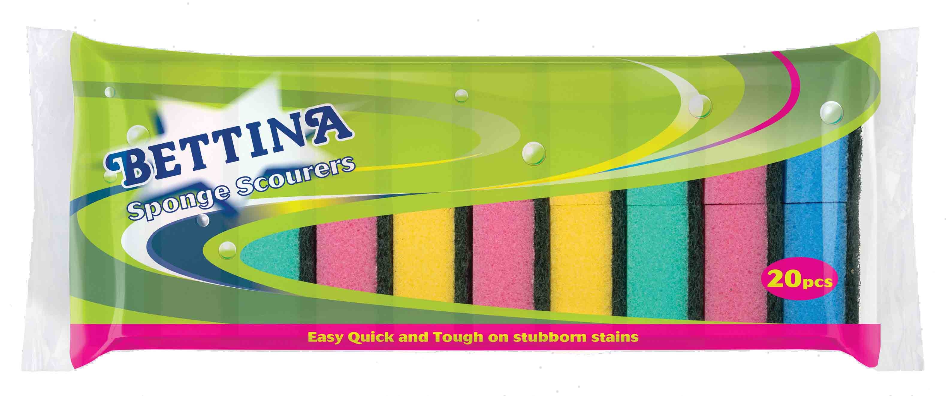 SPONGE SCOURERS 16pc Assorted Colours B17316 [Packs Only]