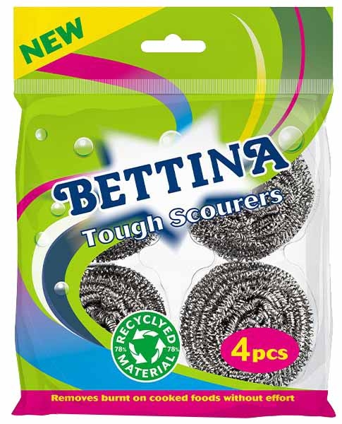TOUGH SCOURERS, 4pc Stainless Steel, H/pk. B2224 [Splittable]