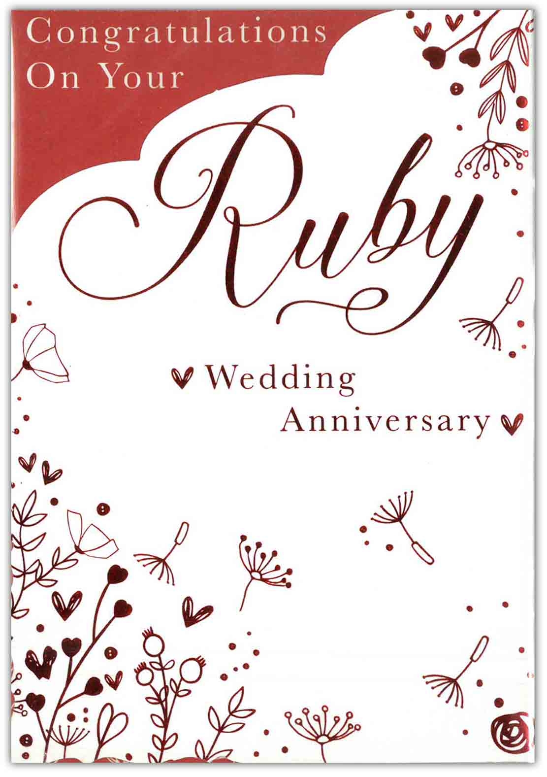 ANNIVERSARY CARDS,Your Ruby 6`s Foliage & Text (Was 1.15)