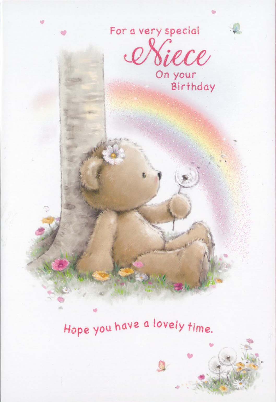 BIRTHDAY CARDS,Niece 12`s Teddy & Balloons (Was 0.85)