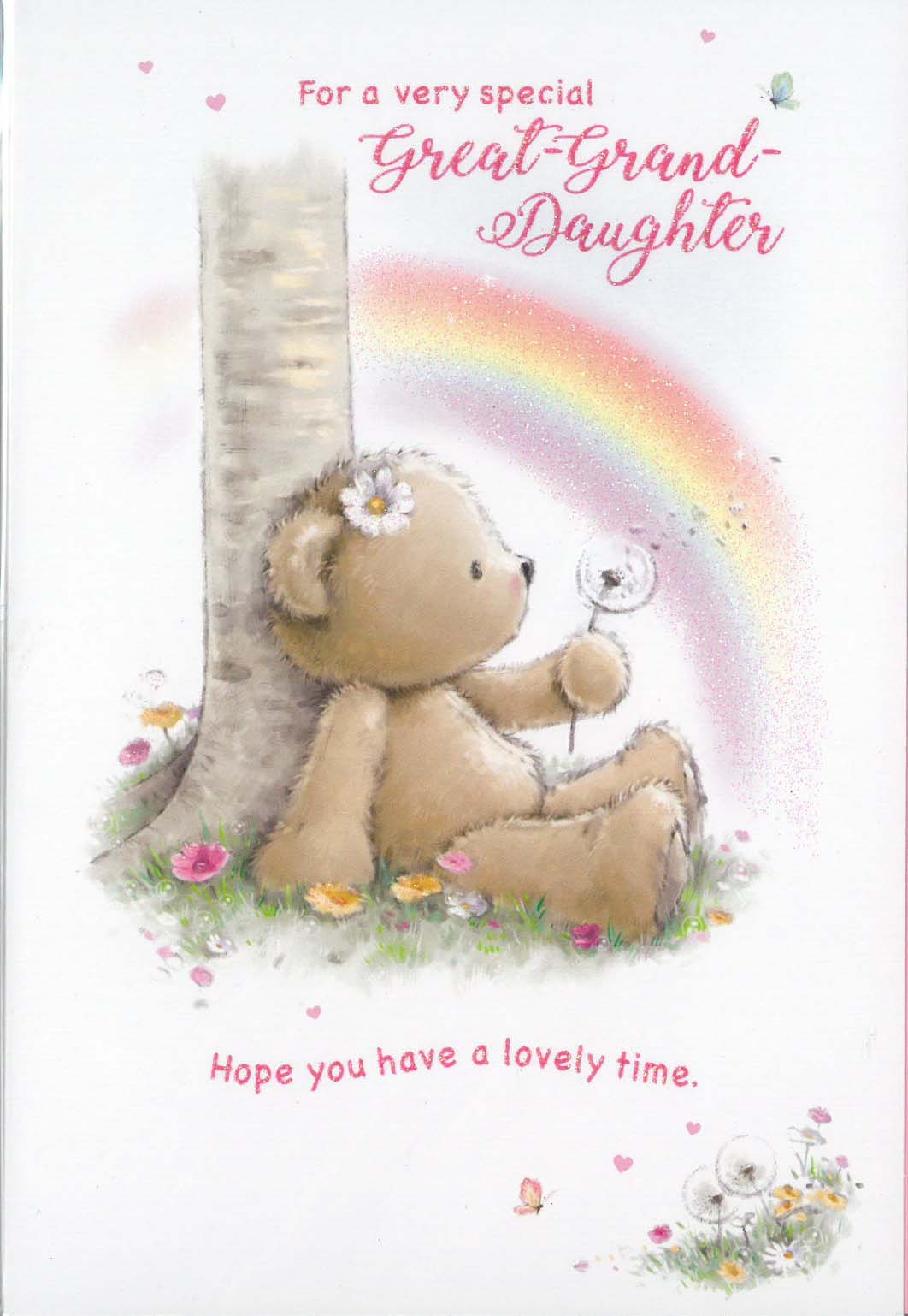 BIRTHDAY CARDS,Great Grand`dtr 12`s Bear & Balloons(Was 0.86)