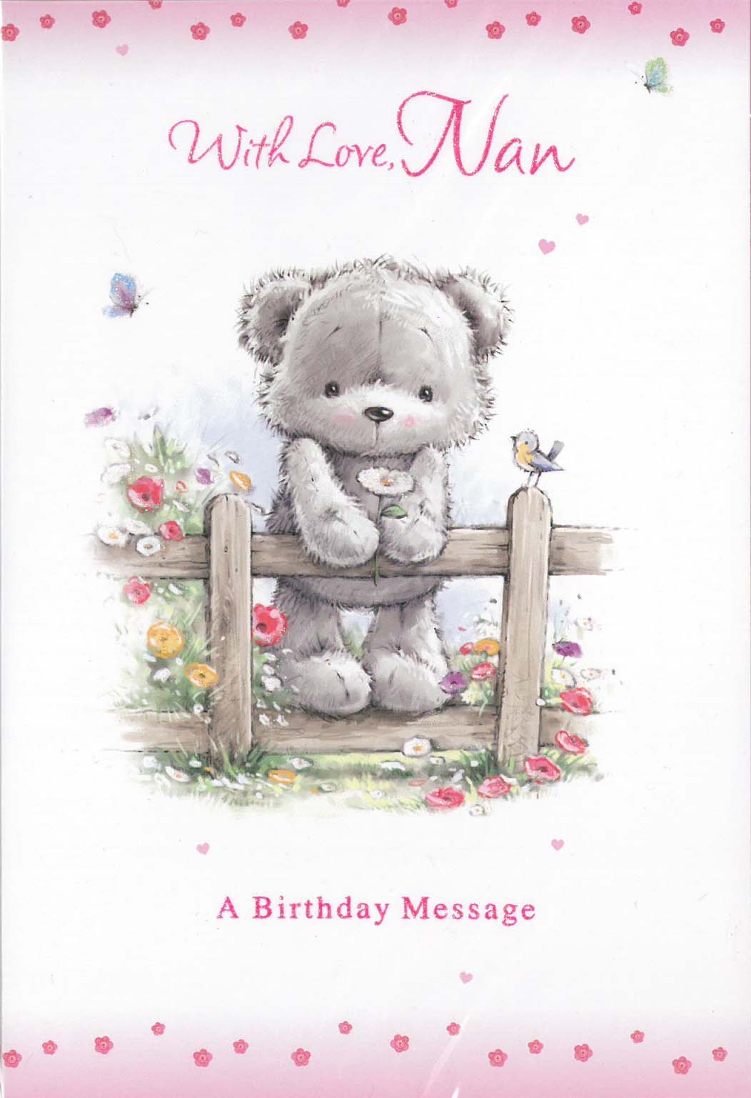 BIRTHDAY CARDS,Nan 12`s Teddy Bear on Fence (Was 0.81)