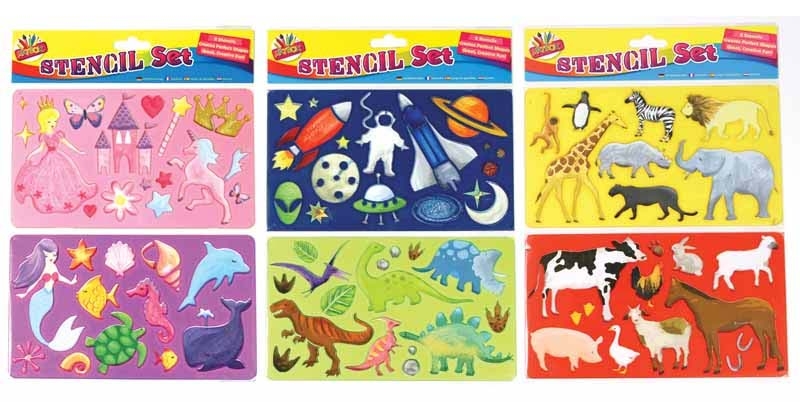 STENCIL SET,2 Assorted H/pk [Packs Only]