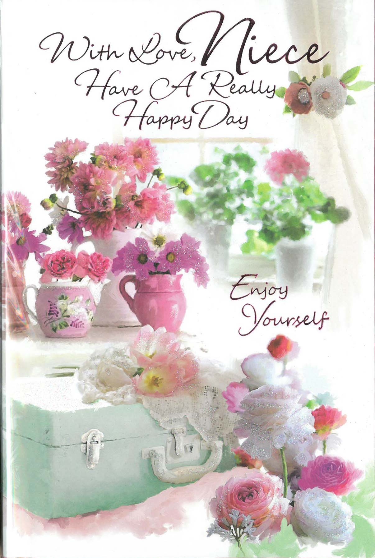 BIRTHDAY CARDS,Niece 6`s Floral Vases (Was 1.10)