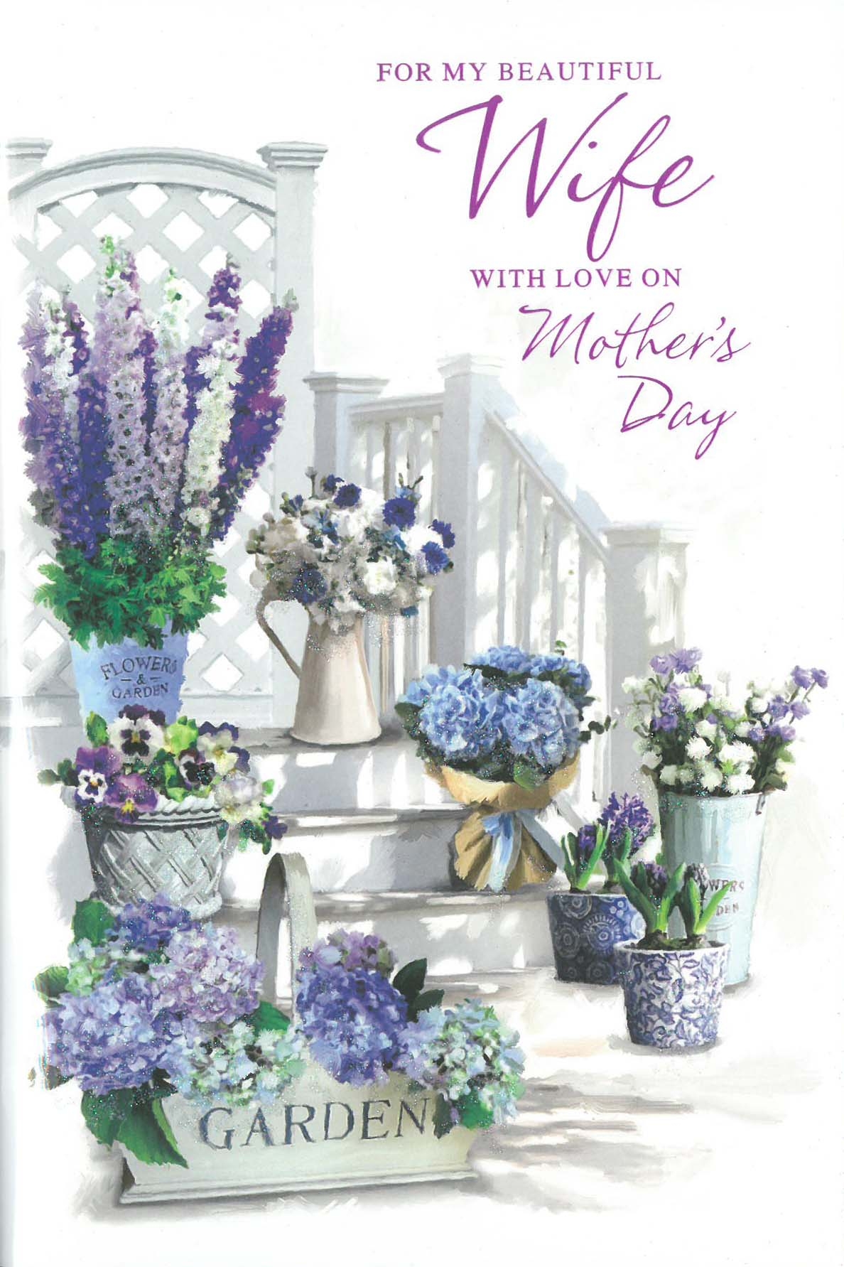 MOTHER`S DAY CARDS,Wife 6`s Floral Vases