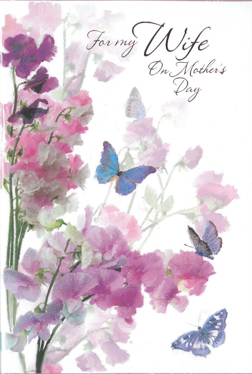 MOTHER`S DAY CARDS,Wife 6`s Floral Butterflies
