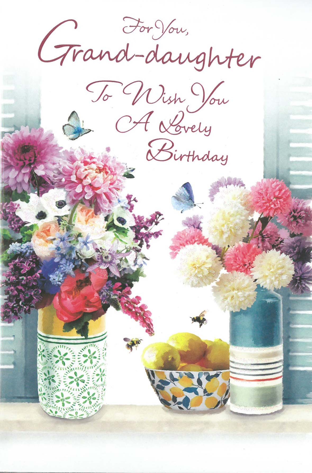 BIRTHDAY CARDS,Granddaughter Floral Vases (Was 1.10)