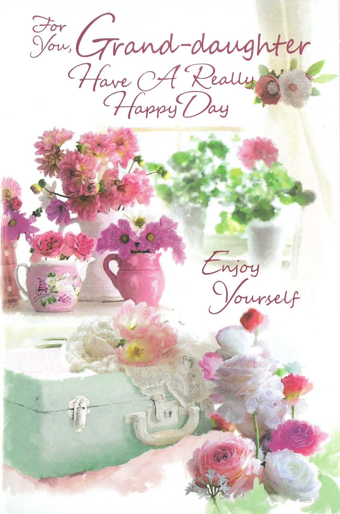 BIRTHDAY CARDS,Granddaughter Floral Vases (Was 1.10)